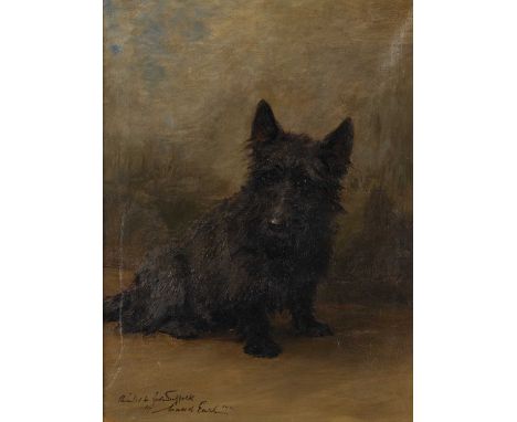 Maud Earl (1863-1943) Portrait of a black Scottish Terrier, seated Signed, inscribed "Painted for Lady Suffolk" and dated 191