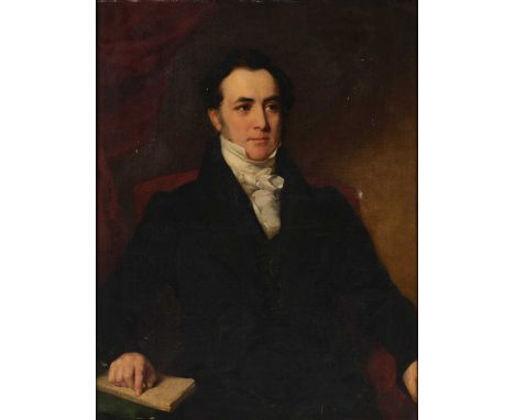 Attributed John Lindsay Lucas (1807-1874) Portrait of Robert Valpy (1983-1852), half-length, seated, wearing a black suit, re