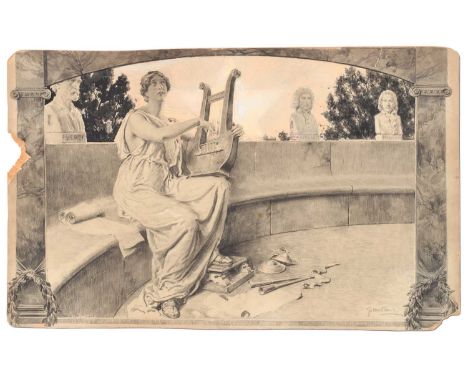 Fortunino Matania RI (1881-1963) Italian The Muse Signed, mixed media, together with a collection of further sketches to incl