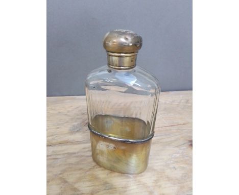 An Edward VII silver and cut glass hip flask, screw top, Charles Fox &amp; Co Ltd, London 1903, height 15.5cm.  