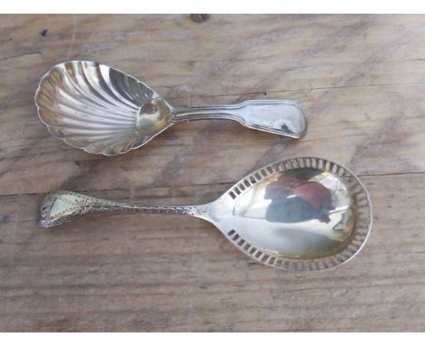 Two silver caddy spoons: one George III (essay and maker indistinct) length 9.5cm, the other Levi & Salaman Birmingham 1909 l