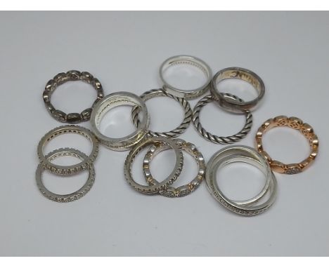 A group of 12 Thomas Sabo silver rings, sizes vary from M to Q/R, gross wt. 56.3g.  