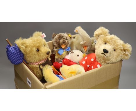 A Steiff Save the Children, a musical Steiff, a Billy Musical Bear, a Jumbo limited edition, a small Dolly bear and a small Z