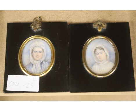 A miniature portrait of Edwina Ley by E. R-C and another by same artist, both on ivory