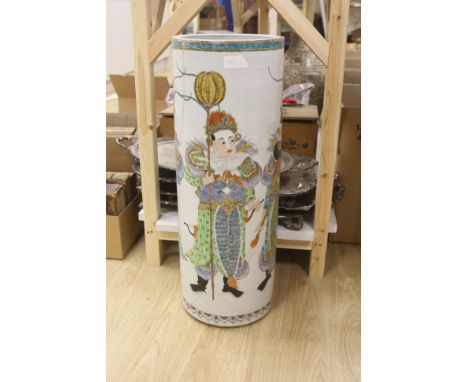 A large Japanese famille rose stick stand, c.1900