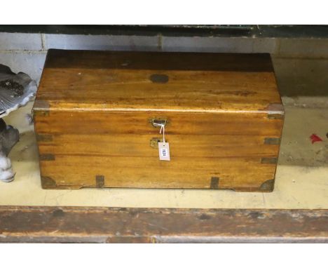 A small 19th century rectangular camphorwood trunk, length 80cm, depth 38cm, height 34cm