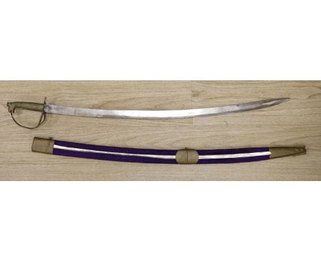 A 20th century Indian sabre with velvet scabbard, length 90cm