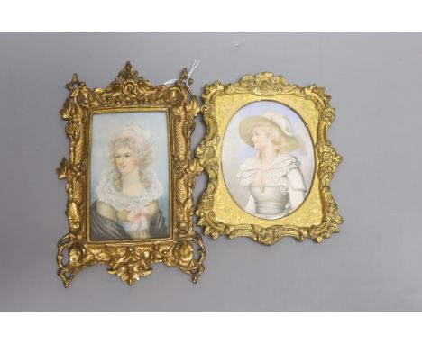 Two 19th century portrait miniatures of ladies on ivory