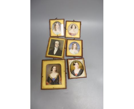 Mrs Henry Moseley, six Victorian portrait miniatures
