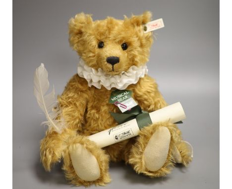 Harrods Steiff poet bear musical and Steiff Teddy Rose British 38, box and certificate (2)