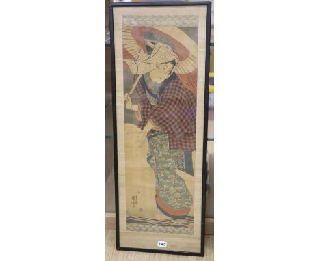 Kuniyoshi, woodblock print, Bijin, 71 x 23cm