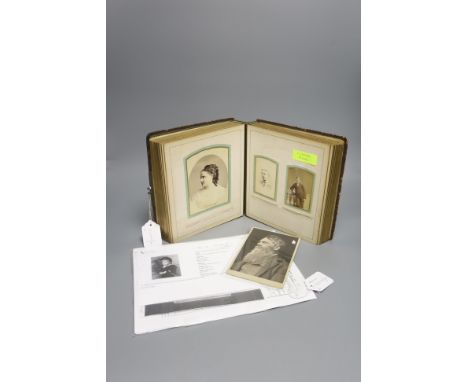 A photographic print of Richard Holt Hutton (1826-1897) by Frederick Hollyer and a Victorian family photograph album of Hutto