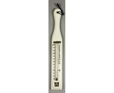 A Cream Glazed Pottery Wall Mounted Diary Thermometer, with printed instructions to back "To obtain the largest quantity of b