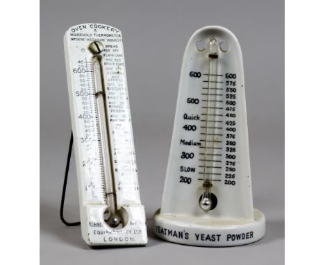 A Cream Glazed Pottery Easel Pattern "Oven, Cookery &amp; Household" Thermometer, by Staines Kitchen Equipment Co. Ltd, Londo