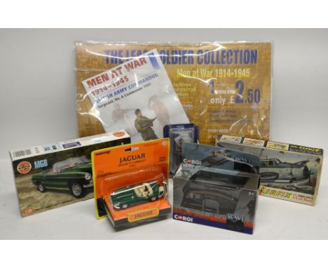 A collection of boxed models including Atlas Dinky Leyland Octopus Tanker (Esso) No.943, Marlborough Colour Party Two Flag Be