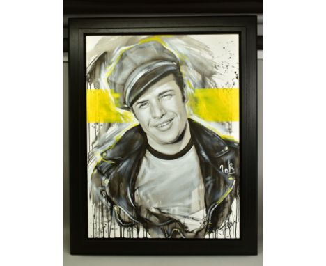 JEN ALLEN (BRITISH 1979), 'Marlon Brando I', a portrait of the actor playing Johnny Strabler in The Wild One, signed bottom r