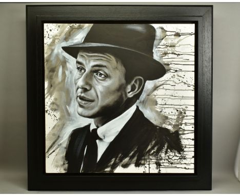 JEN ALLEN (BRITISH 1979), 'The Voice', a head and shoulders portrait of Frank Sinatra, signed bottom right, oil on canvas, im