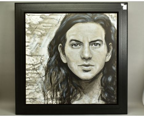 JEN ALLEN (BRITISH 1979), 'Eddie Vedder', a portrait of The Pearl Jam lead singer, signed bottom left, oil on canvas, image s