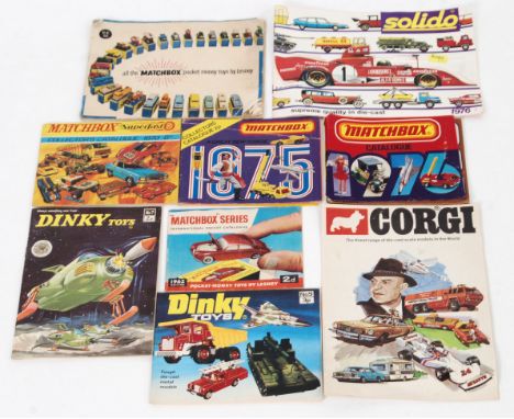 A mixture of 1960's/70's Matchbox, Corgi, Dinky, Husky and Solido Diecast car catalogues.&nbsp;

POSTAGE: Worldwide Postage &