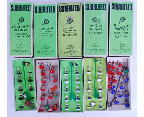 A collection of 5x vintage Subbuteo football teams all within their original boxes. Teams include; Stoke City, Bristol City, 