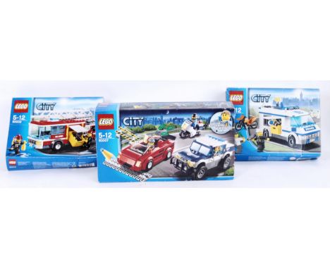 Three Lego City sets, which include 24 Lego figures. Sets include a fire truck, police chase and a police van. &nbsp;All of t