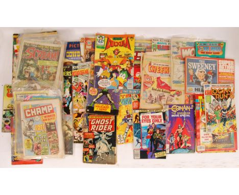 A large collection of original vintage comic books from the 70's-80's. Titles include Logan's Run, The Ghost Rider, The Sween