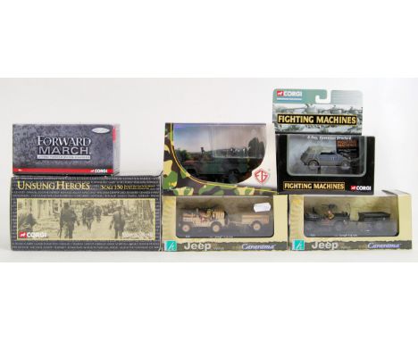 A collection of assorted military diecast models to include; Corgi Forward March, Corgi Fighting Machines, Cararama, Willys J