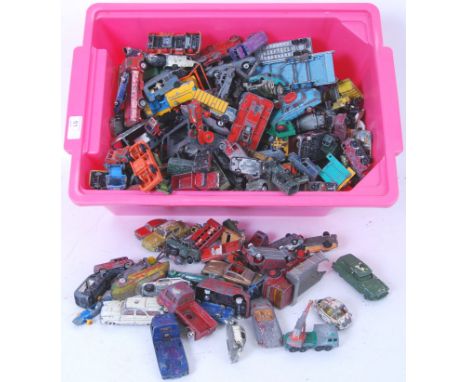 A LARGE collection of assorted vintage playworn Corgi, Dinky &amp; Matchbox Lesney diecast models. Including some Spot On. Al