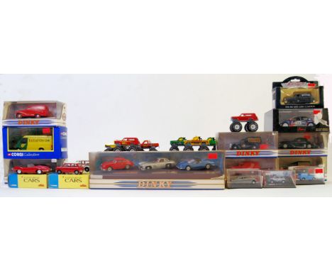 A large box of Corgi, Dinky &amp; Matchbox diecast model cars in their original boxes. Box codes include DY-14, 61001 etc.&nb