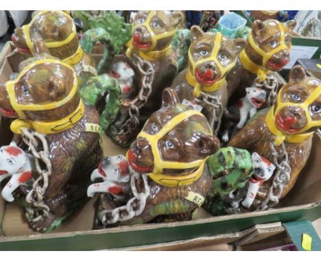 Seven Staffordshire style bear teapot figures - all A/F 