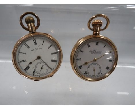 A gold plated open faced manual wind Everite pocket watch together with a gold plated open faced manual wind Waltham Mass poc