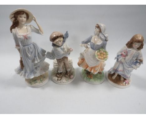 Three Royal Worcester figurines consisting of 'Lullaby', 'Rosie Picking Apples' and 'Summer', together with Coalport 'The Boy