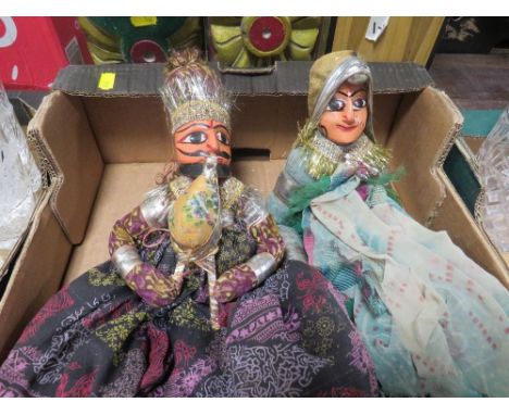 A vintage boxed Mamola string instrument, Indian puppet etc.