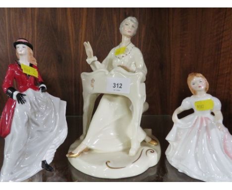 A Royal Doulton figurine 'Musicale' HN2756, together with small figurine 'Amanda' and Royal Worcester figure 'Pippa' (3)