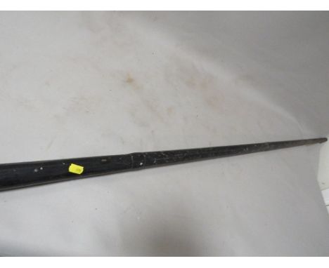 A one piece snooker cue in metal carry case 