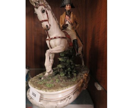 A capodimonte porcelain figure of Napoleon on horseback&nbsp;A/F