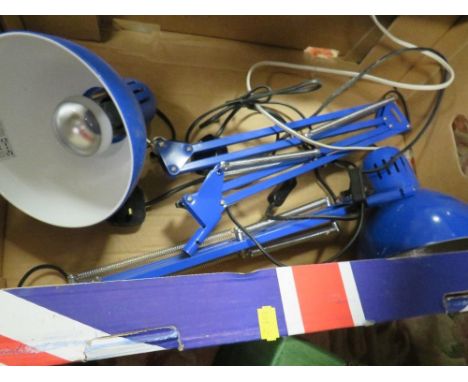 Two angle poise style lamps together with a table lamp (3) 