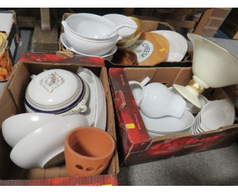 Four trays of kitchen ceramics and kitchenalia 