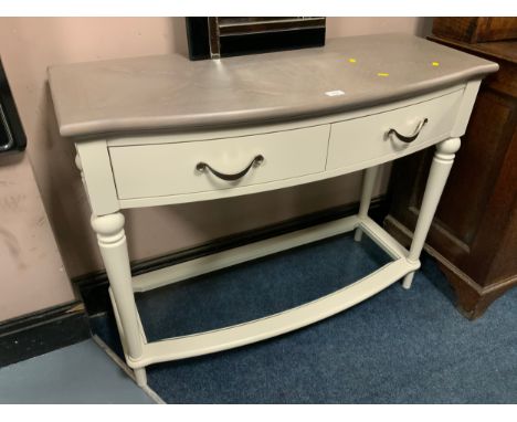 A modern grey two drawer console table W 110 cm 
