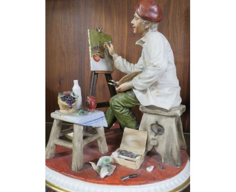 A capodimonte porcelain figure of an artist painting A/F