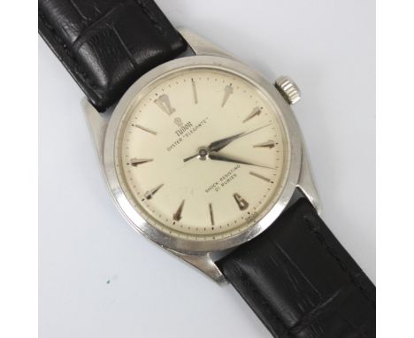 A Tudor oyster 'Elegante' wristwatch, the circular cream dial with Arabic and baton markers, set to plain polished case, stam