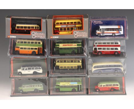 Forty two 1/76 scale die-cast model buses and coaches by Corgi and The Original Omnibus Company, to include a limited edition