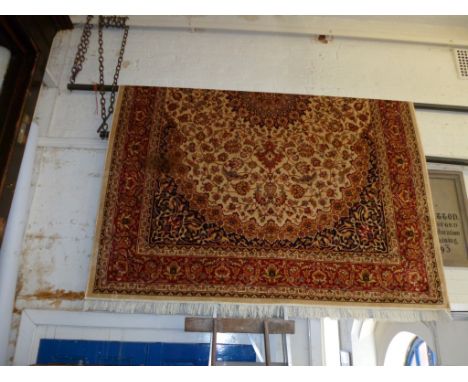 A modern Keshan beige ground carpet, approx 2.80x2.00