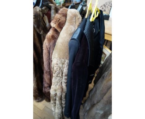 Four ladies vintage jackets to include a fur example.