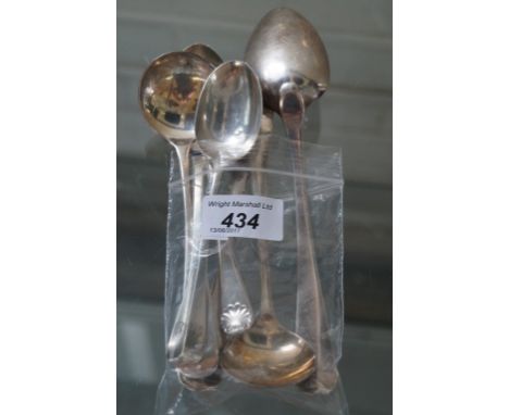 A mixed group of hallmarked silver flatware, total weight approximately 11.25oz