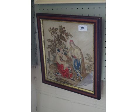 A 19th Century tapestry panel depicting figures in landscape scene.