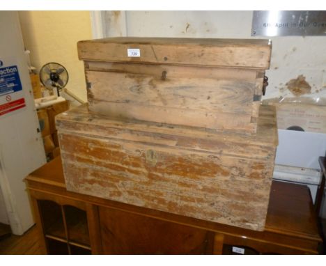 Two Vintage pine blanket chests.