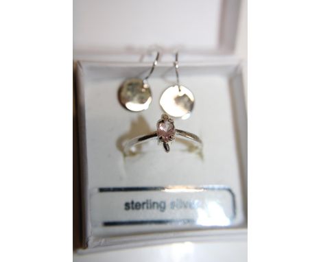 A Sterling silver ring &amp; set of Sterling silver earrings 