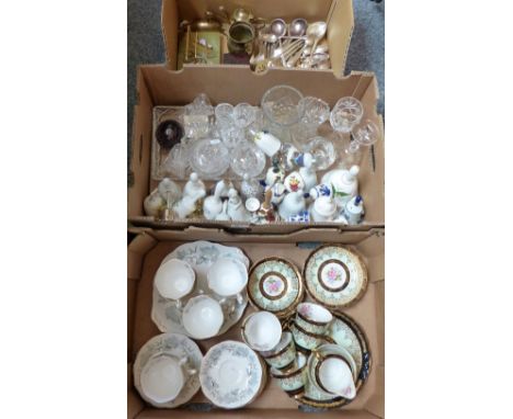 Royal Albert "Silver Maple" pattern tea service together with a bone china tea service, glass vases, glasses, paperweight and
