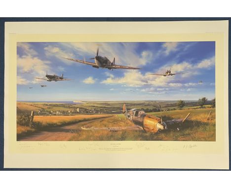 10 Signed Nicolas Trudgian Colour Print Titled Spitfire Country. 362/500. The Vendor has Acquired Further Signatures on this 